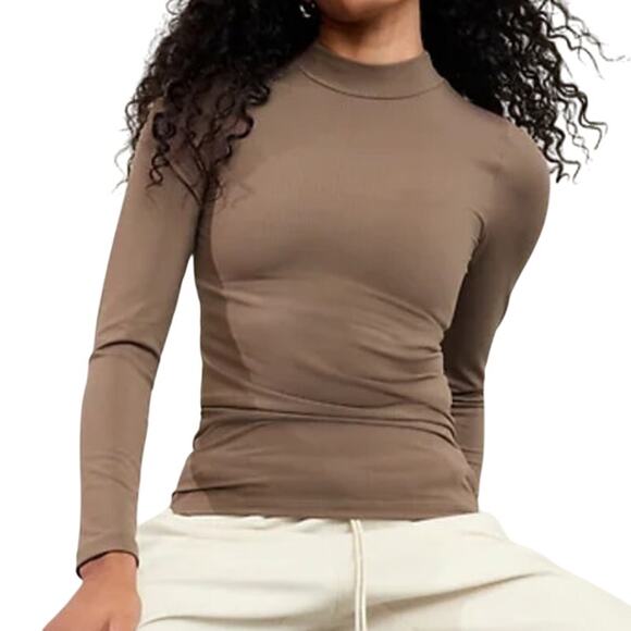 Athleta Renew Seamless Mock Neck Top Pyrite Women's Size XXS New With Tags - Picture 2 of 11